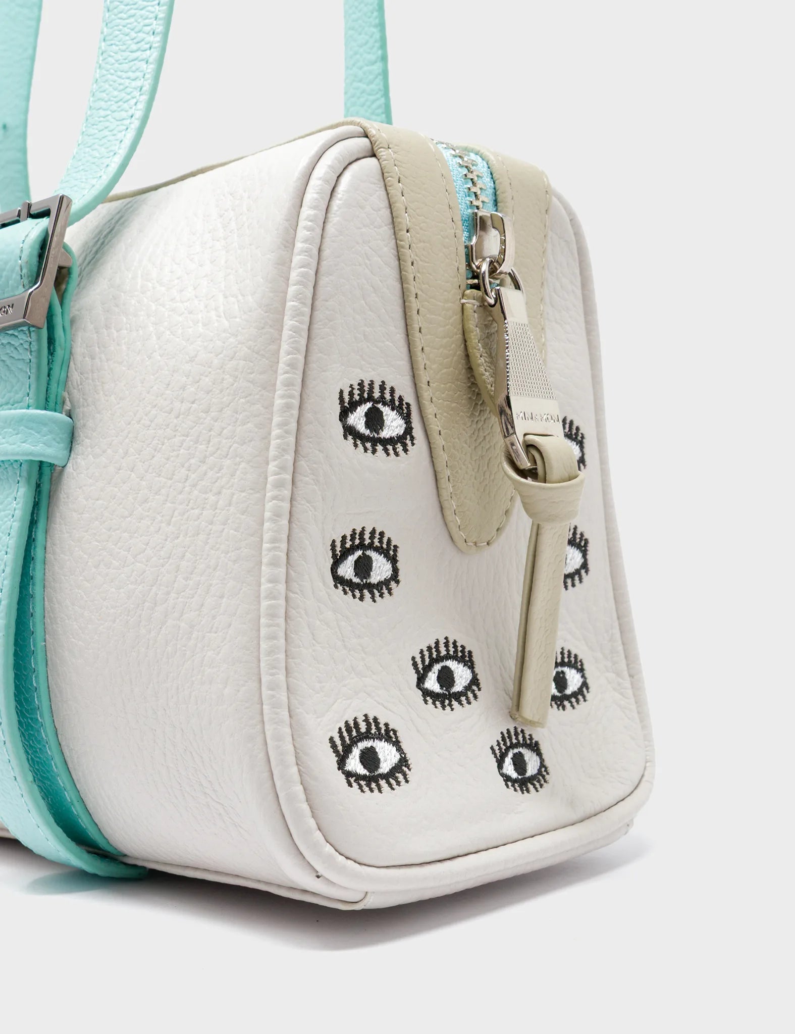 Esther Cream Satchel Mini Bag - All Over Eyes Embroidery - Side