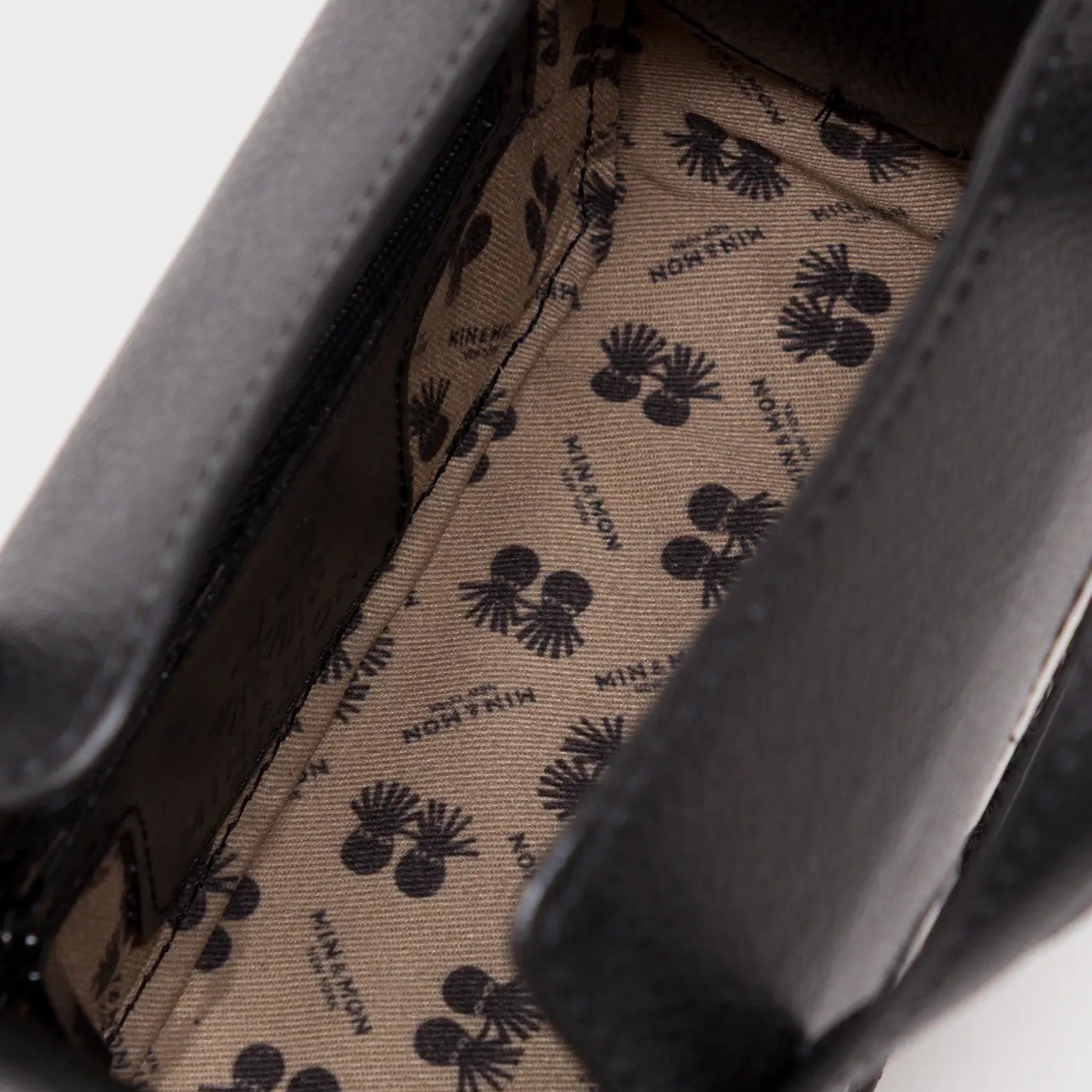 Benji Micro Crossbody Black Leather Bag - Look Up - Inside View