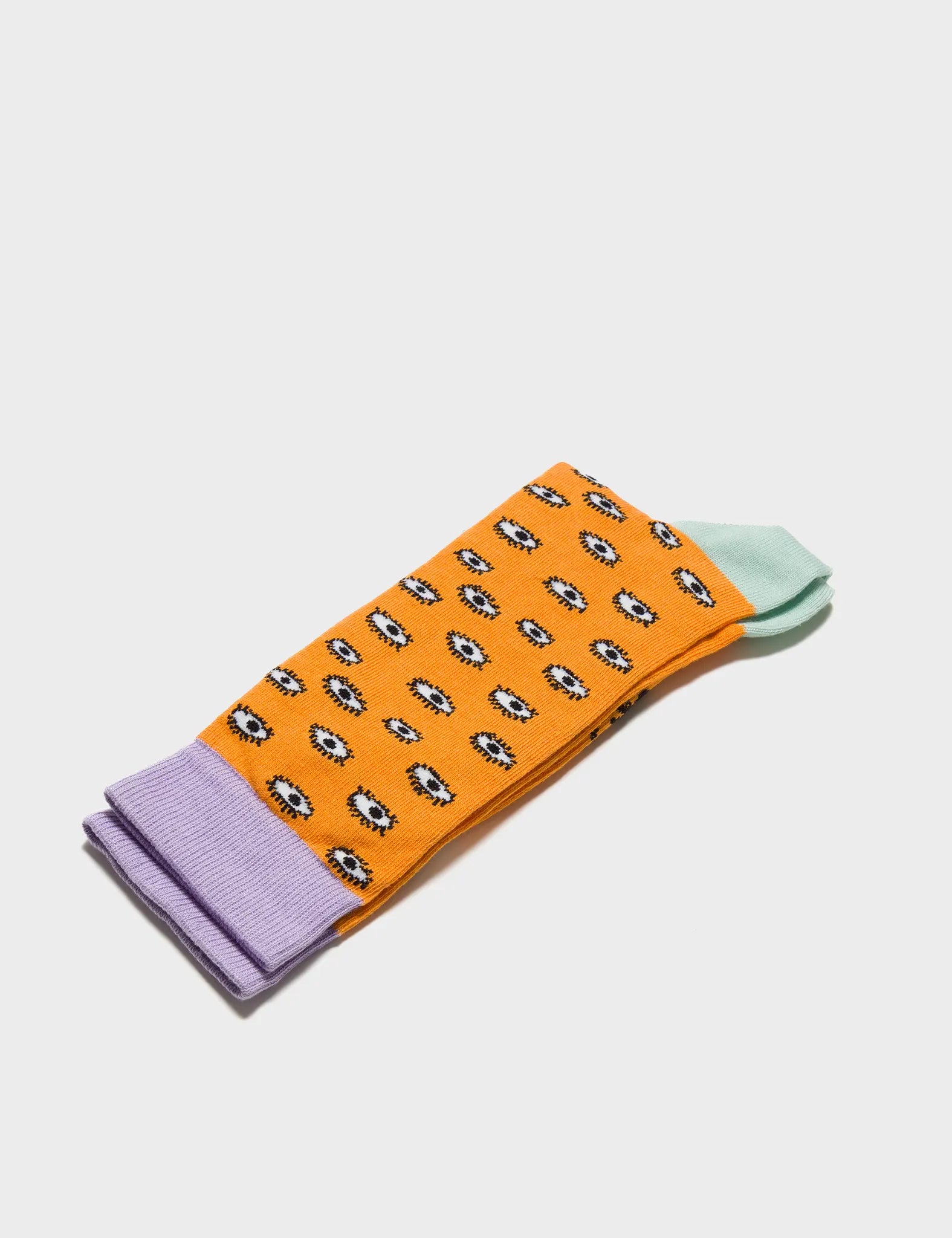 Orange and Lilac Socks - All Over Eyes - Wrapped