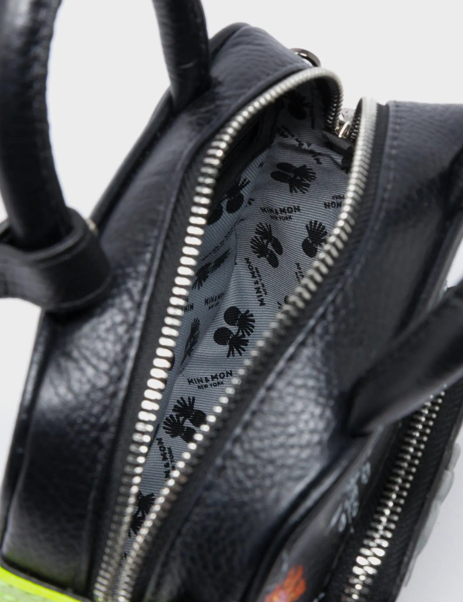 Marino Mini Crossbody Black Leather Bag - Floralia Design - Inside 