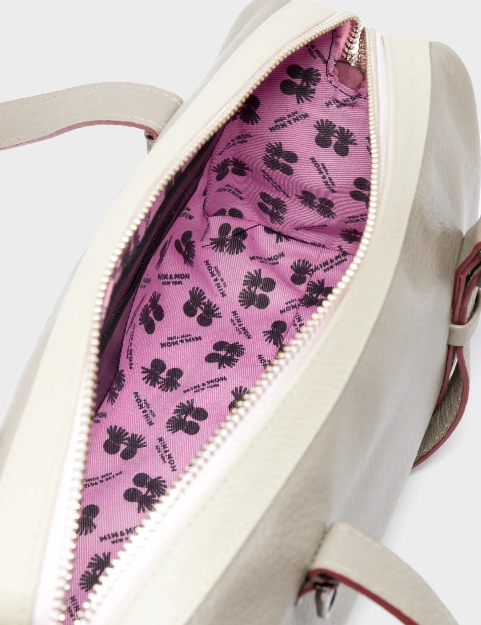 Esther Tuffet Brown Satchel Mini Bag - All Over Eyes Embroidery - Inside