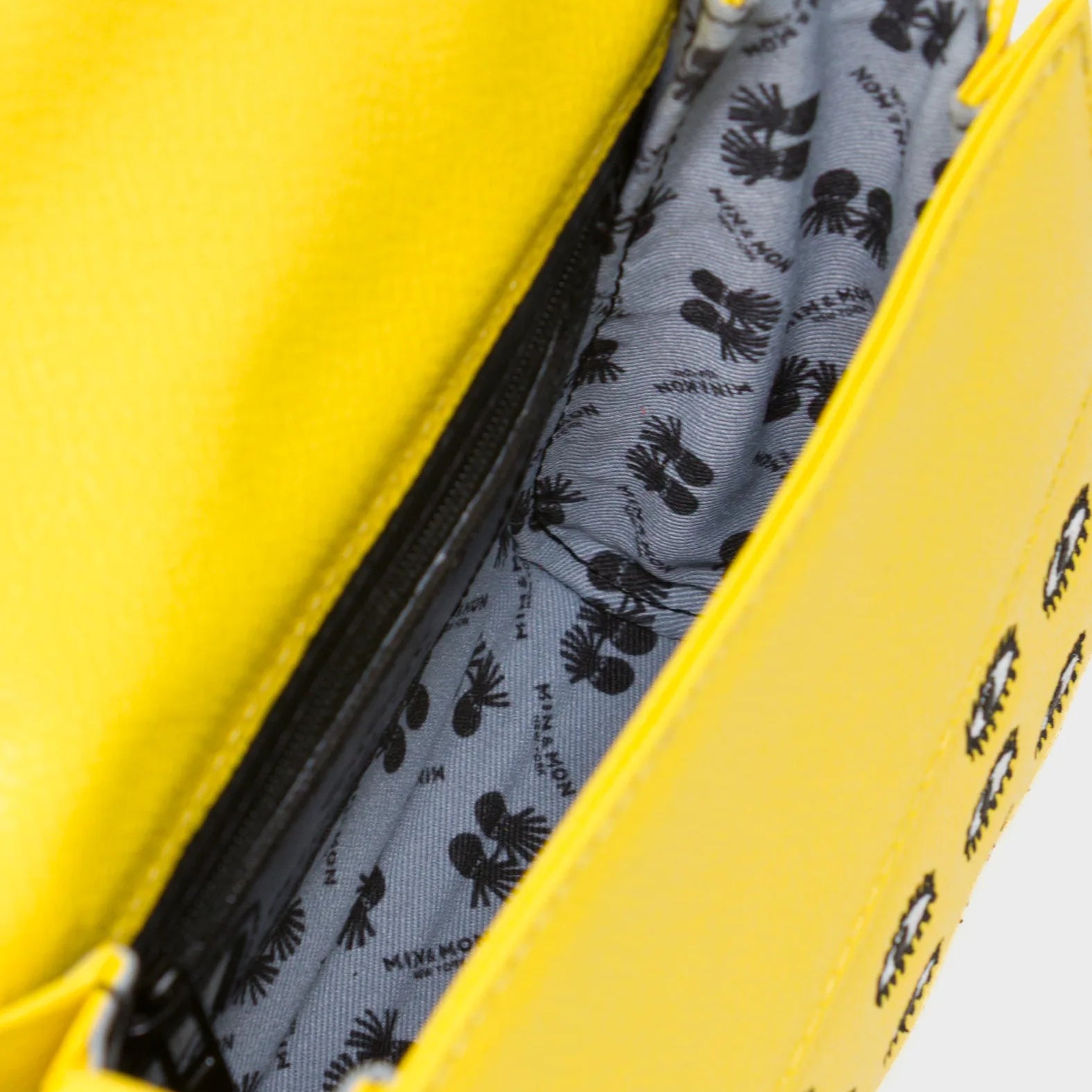Anastasio Micro Crossbody Handbag Aurora Yellow Leather - All Over Eyes Embroidery - Open view