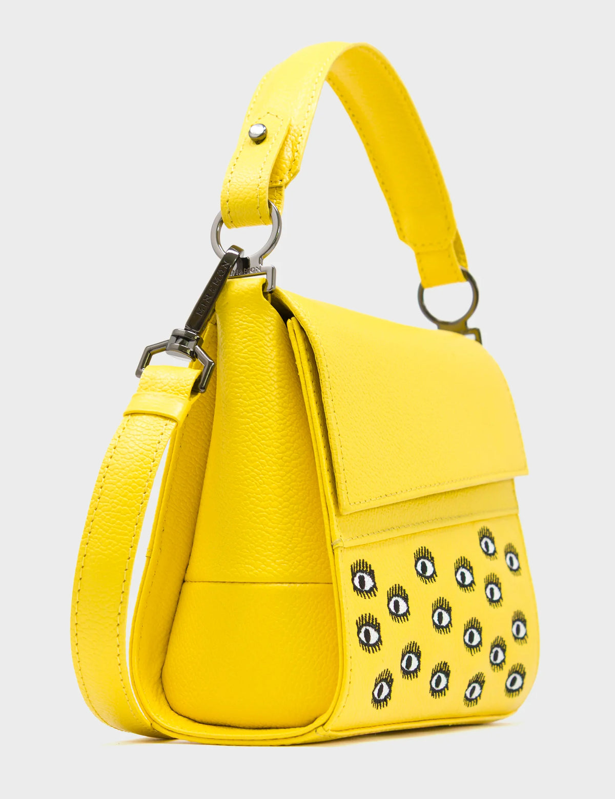 Anastasio Micro Crossbody Handbag Aurora Yellow Leather - All Over Eyes Embroidery - Detail view