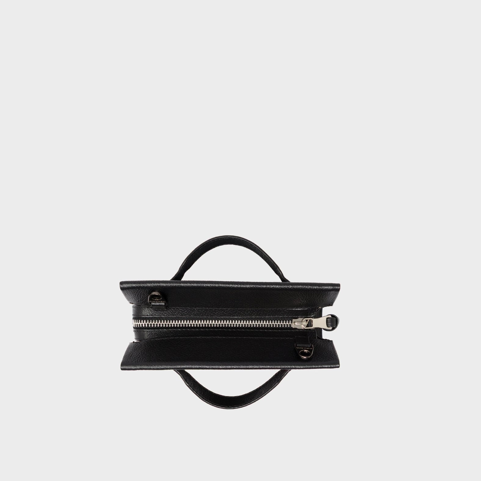 Vali Crossbody Micro Black Leather Bag - Studs Adjustable Handle - Top