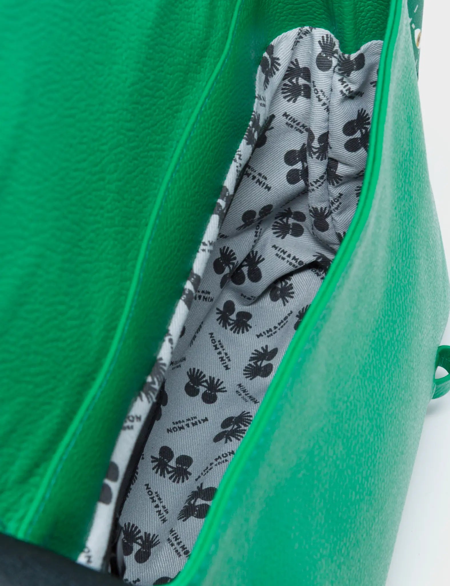 Victor Irish Green Small Messenger Bag - Floralia Embroidery - Inside View