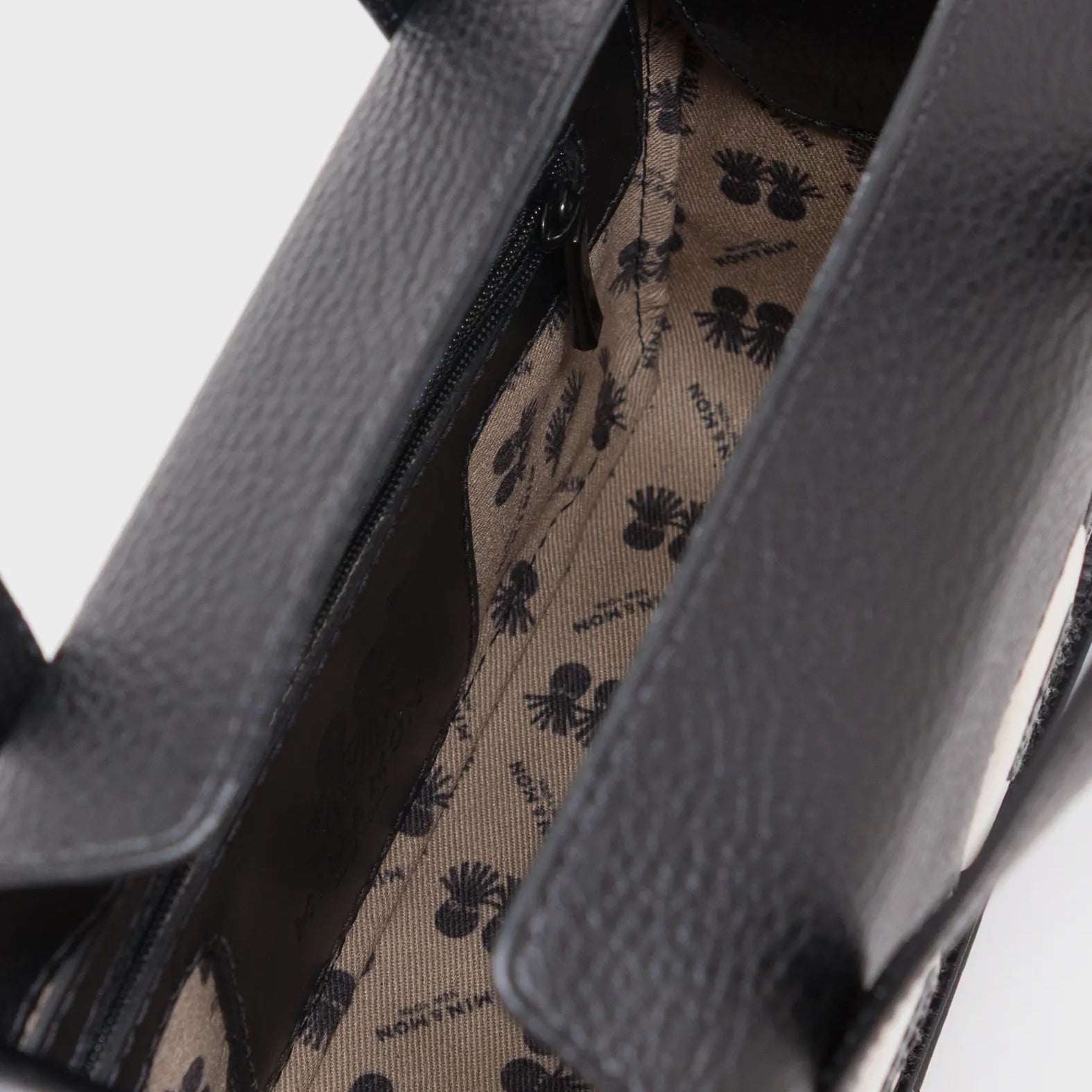 Benji Small Crossbody Black Leather Bag - Look Up - Inside View