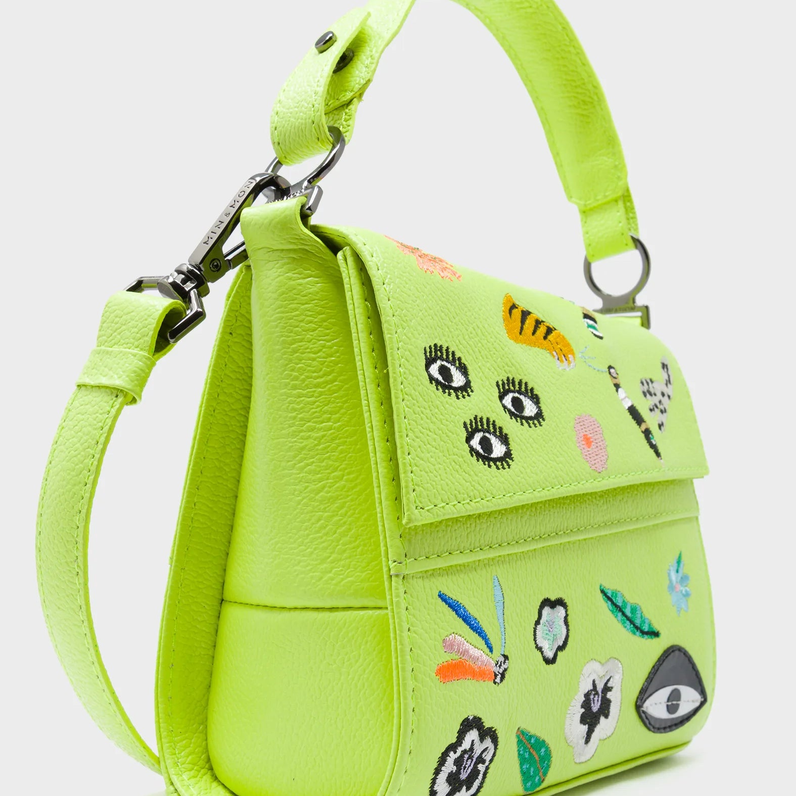 Anastasio Micro Crossbody Handbag Sharp Green Leather - Floralia Embroidery - Side