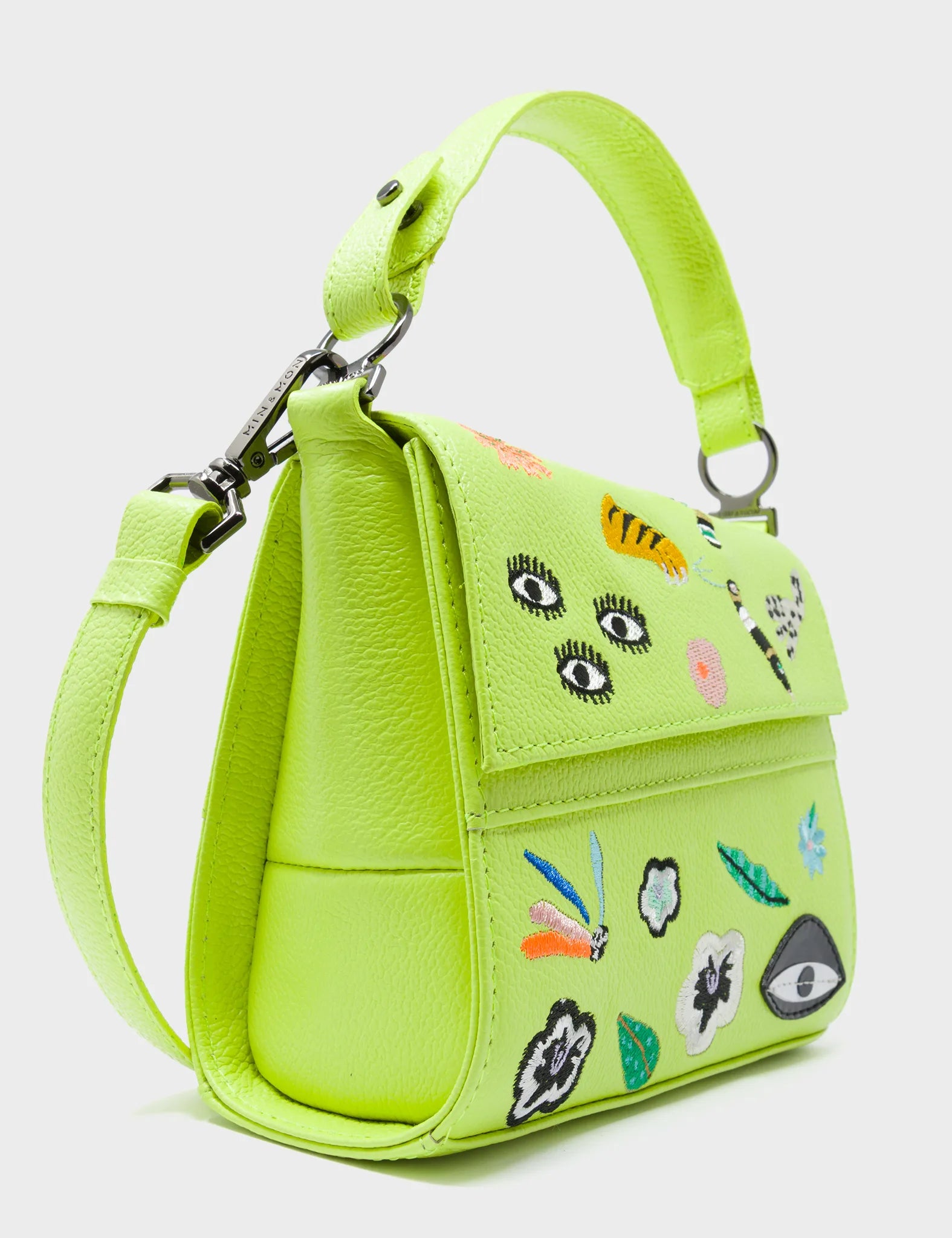 Anastasio Micro Crossbody Handbag Sharp Green Leather - Floralia Embroidery - Side