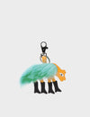 Wolf In Heels Charm - Blue Fur and Marigold Leather Keychain