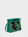 Vali Crossbody Small Deep Green Leather Bag - Eyes Applique Adjustable Handle