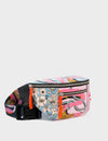 Harold Fanny Pack Blush Pink And Stratosphere Blue Leather - Tangle Rumble Print