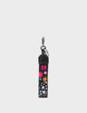 Black Nylon Keychain - Flowers Print - Front