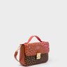 Amantis Baked City Brown Leather Crossbody Mini Handbag - Retro Tiger Design