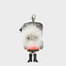 Florence Pouch Charm - Cream Leather Keychain Monster Applique - Front View
