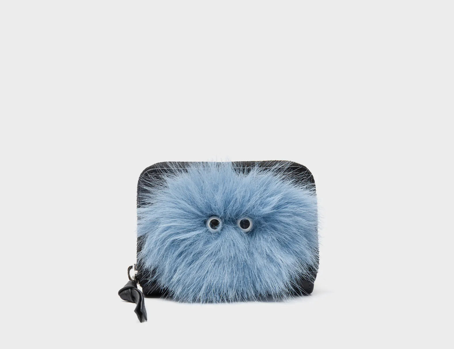 Frodo Black Leather Zip Around Wallet - Monster Applique - Front View