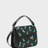 Anastasio Mini Crossbody Handbag Black Leather - Pigeonzilla Embroidery -  Main View