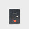 Frida Black Leather Passport Cover - Cubes Design - Front View