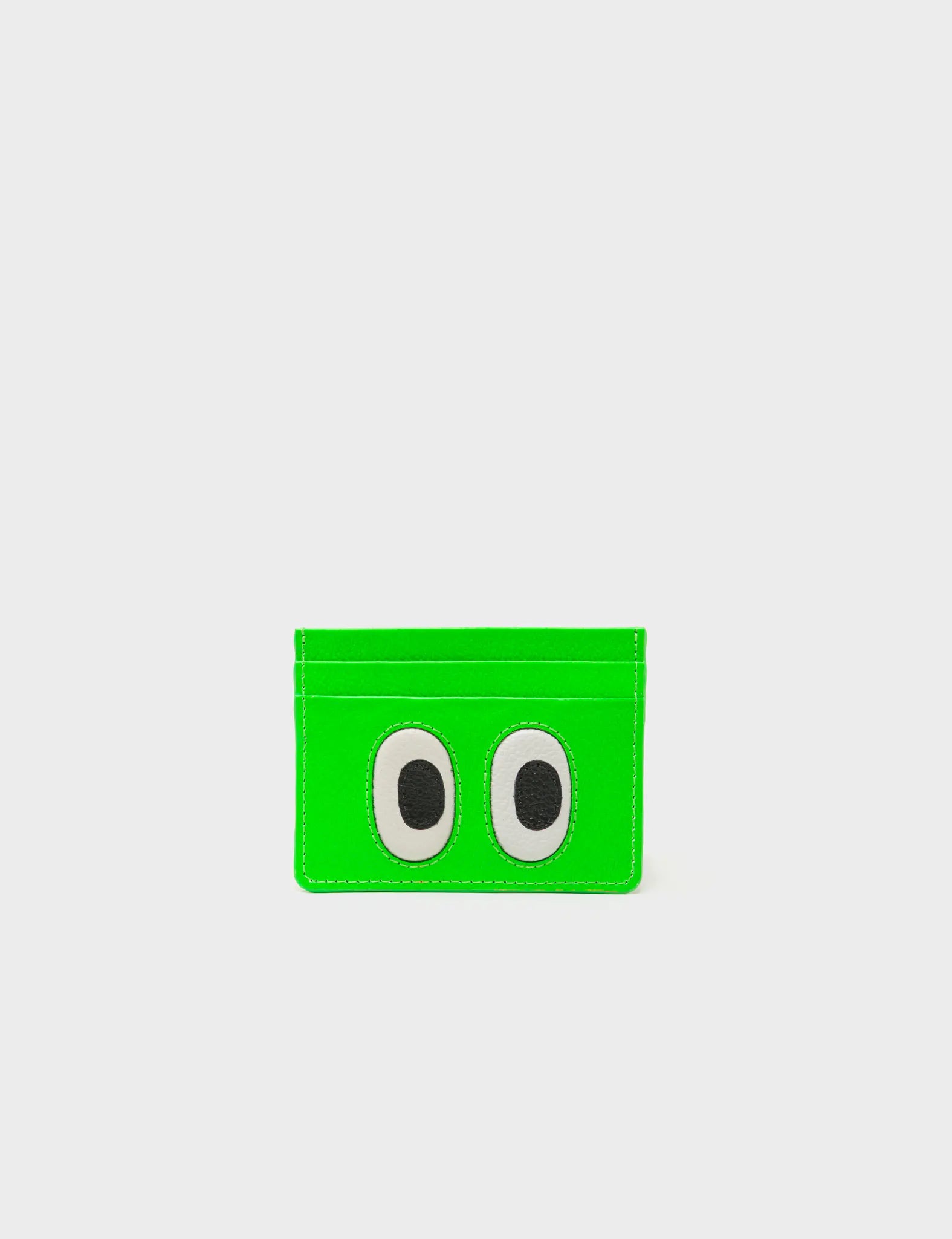 Filium Neon Green Leather Cardholder - Look Up Design - Front