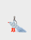 Bird In Boots Charm - Light Blue Leather Keychain