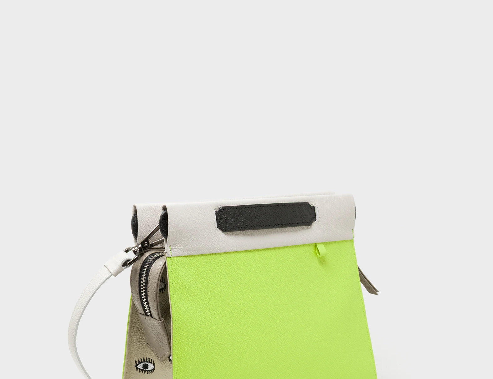 Vali Crossbody Sharp Green Leather Bag - All Over Eyes Embroidery - Main View
