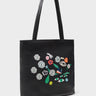 Matt Black Leather Tote Bag - Floralia Design - Main View