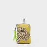 Florence Pouch Charm - Taos Taupe Leather Keychain Retro Tiger Embroidery - Front view