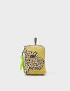 Florence Pouch Charm - Taos Taupe Leather Keychain Retro Tiger Embroidery