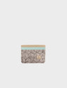 Filium Cream and Eggshell Blue Leather Cardholder - Cubes Print - FRONT