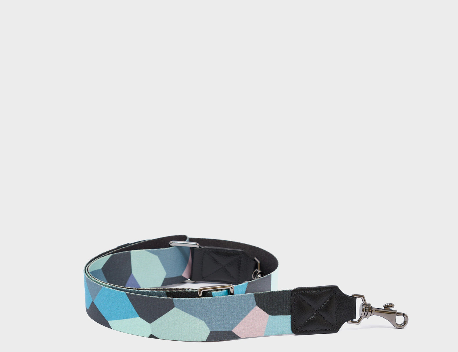 Detachable Crossbody Black and Blue Nylon Strap - Camo Dreams Design - Product View