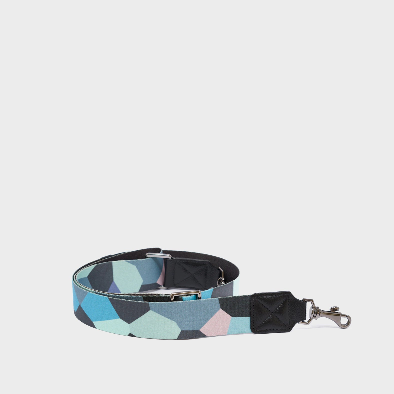 Detachable Crossbody Black and Blue Nylon Strap - Camo Dreams Design - Product View