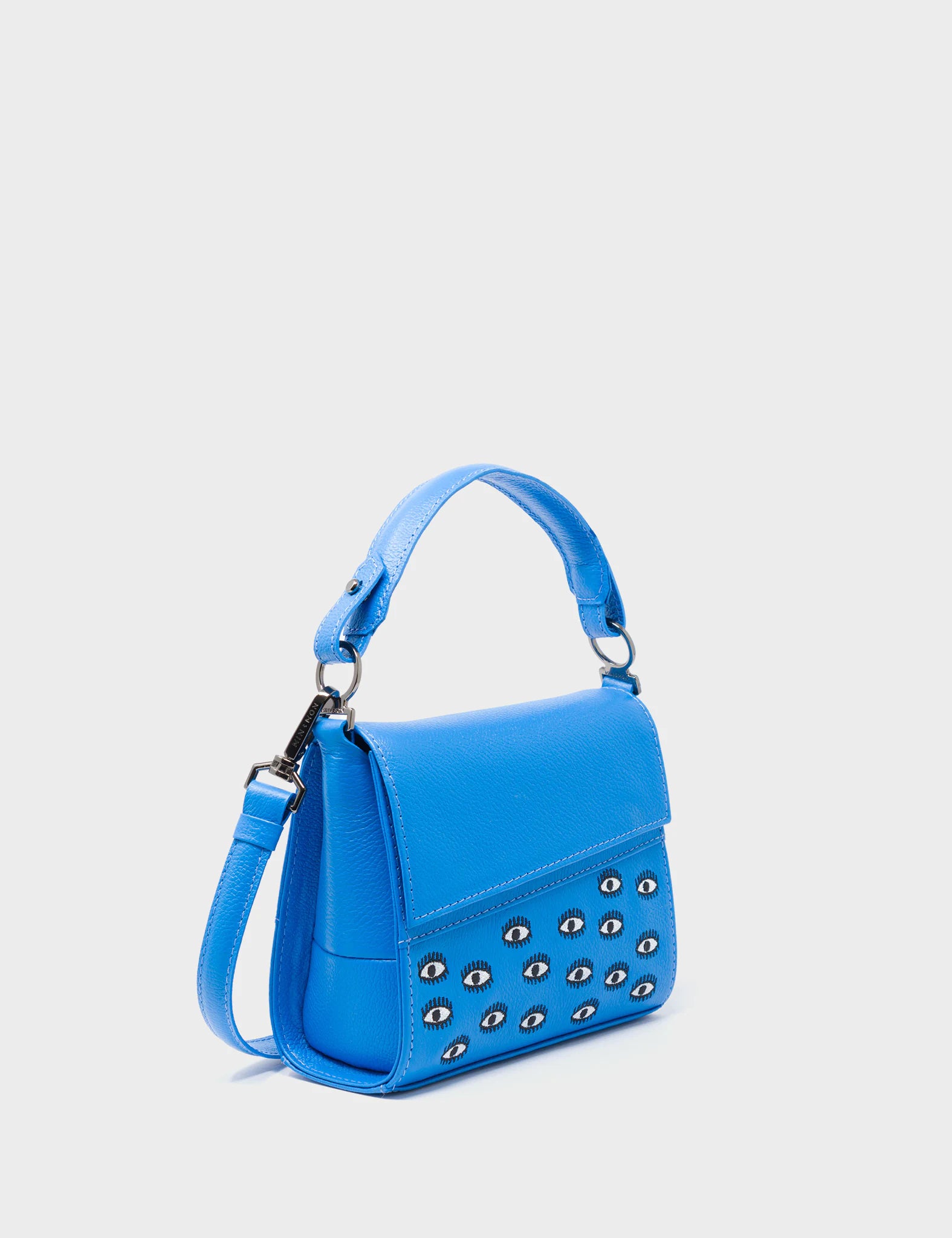 Anastasio Micro Crossbody Handbag Ibiza Blue Leather - All Over Eyes Embroidery - Main View