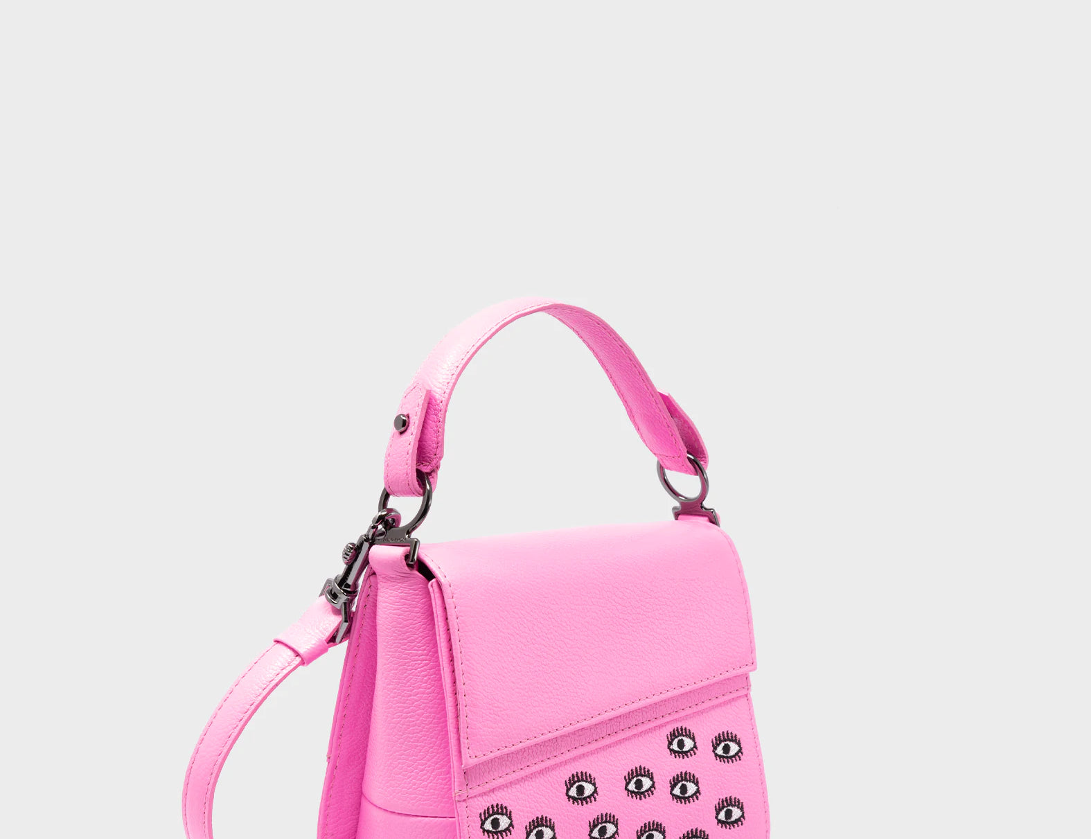 Anastasio Micro Crossbody Handbag Bubblegum Pink Leather - Eyes Embroidery Main view