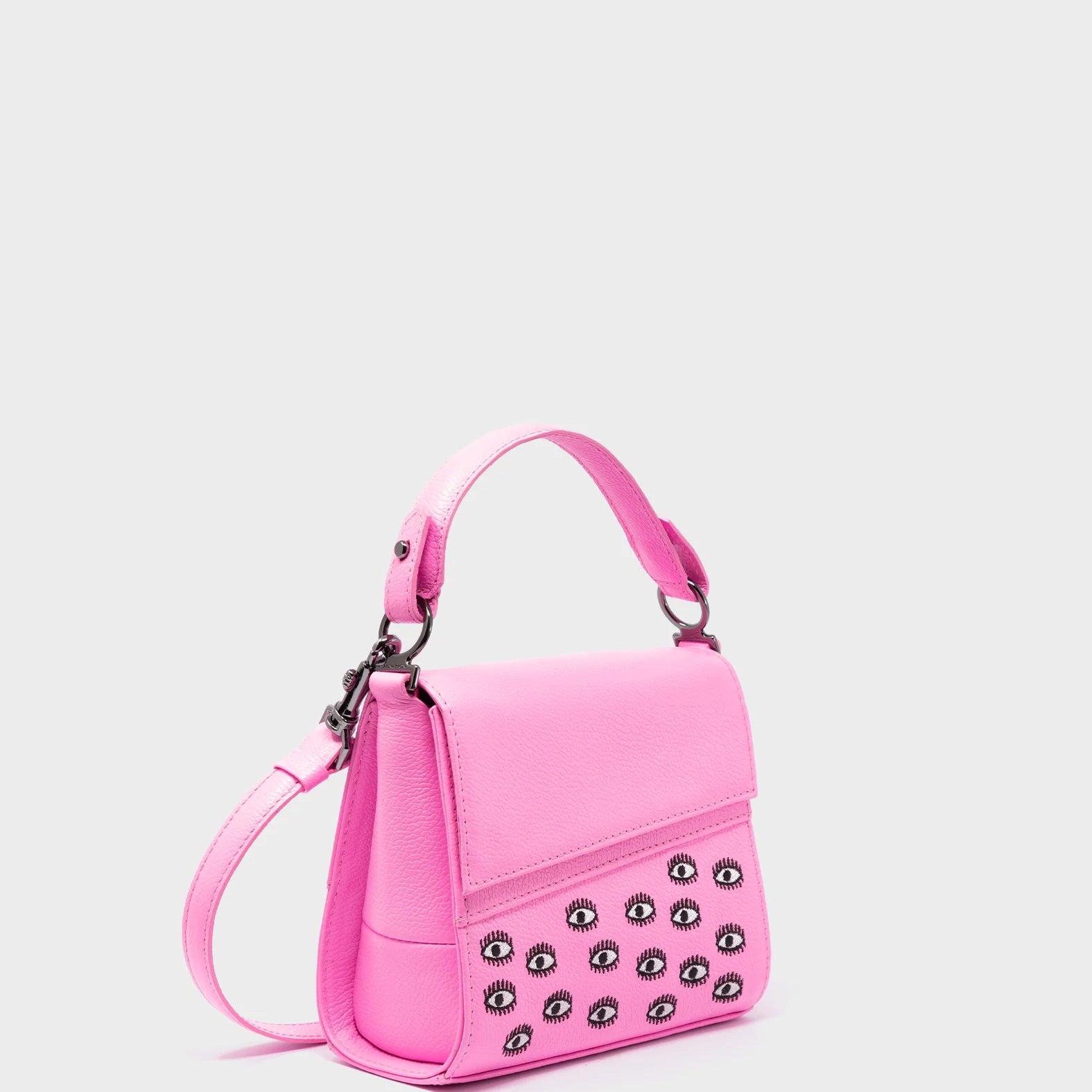 Anastasio Micro Crossbody Handbag Bubblegum Pink Leather - Eyes Embroidery Main view