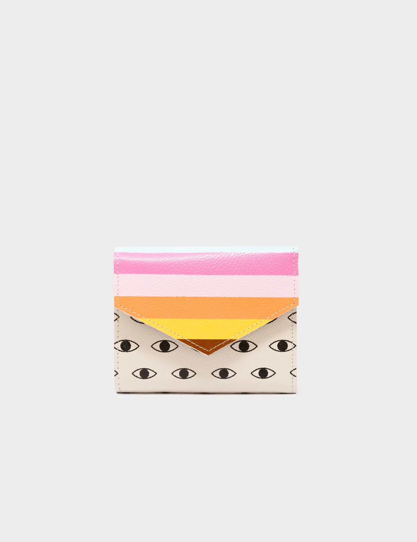 Fiona Cream And Cinnamon Leather Wallet - All Over Eyes Pattern