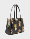 Esther Black Satchel Bag - Tiger and Snake Design