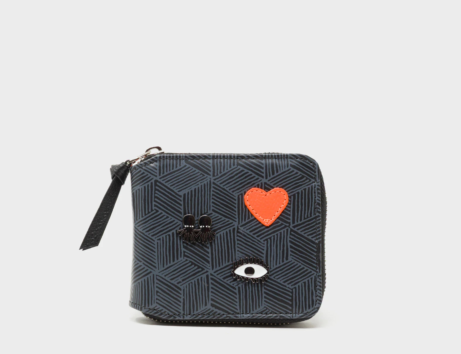 Fedor Black Leather Wallet - Cubes Design -Main View