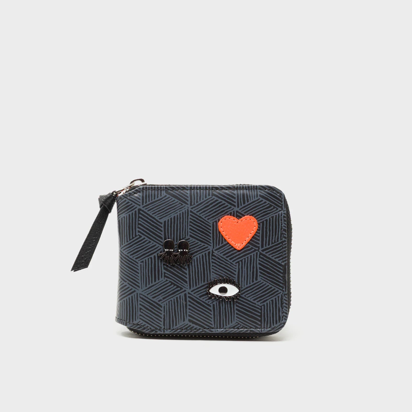 Fedor Black Leather Wallet - Cubes Design -Main View