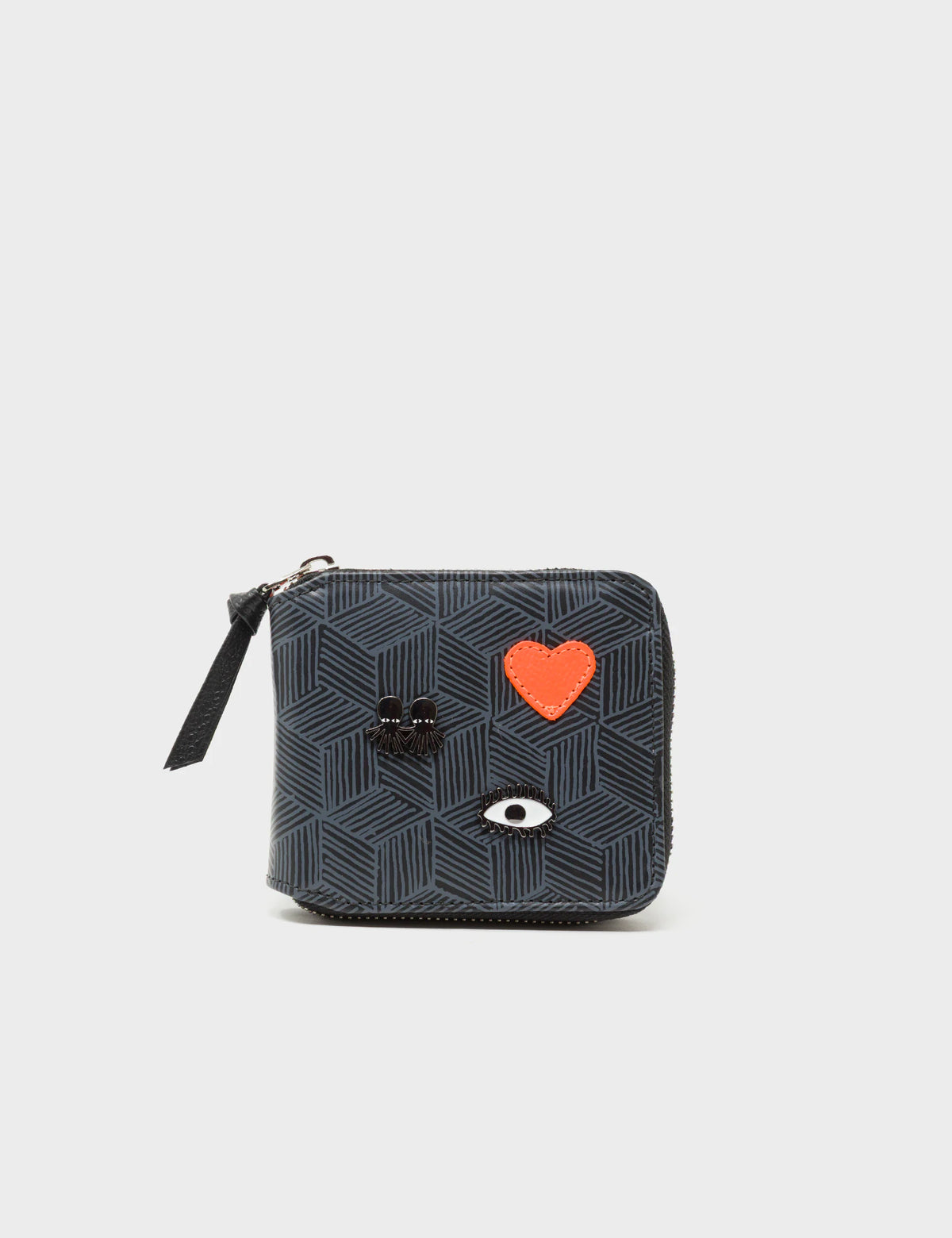 Fedor Black Leather Wallet - Cubes Design -Main View