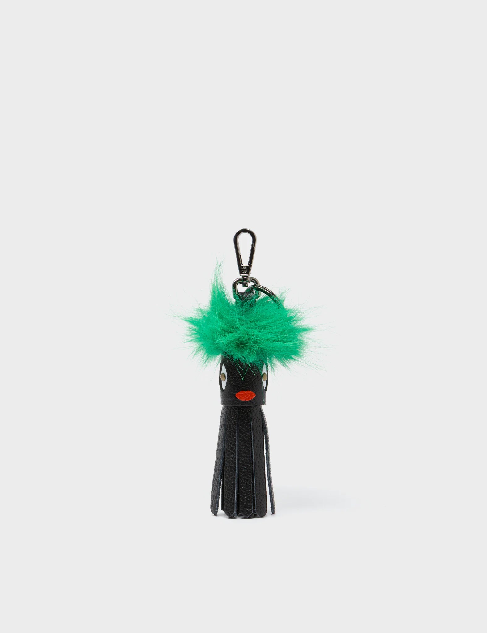 Callie Marie Mayne - Black Leather and Green Faux Fur - Front