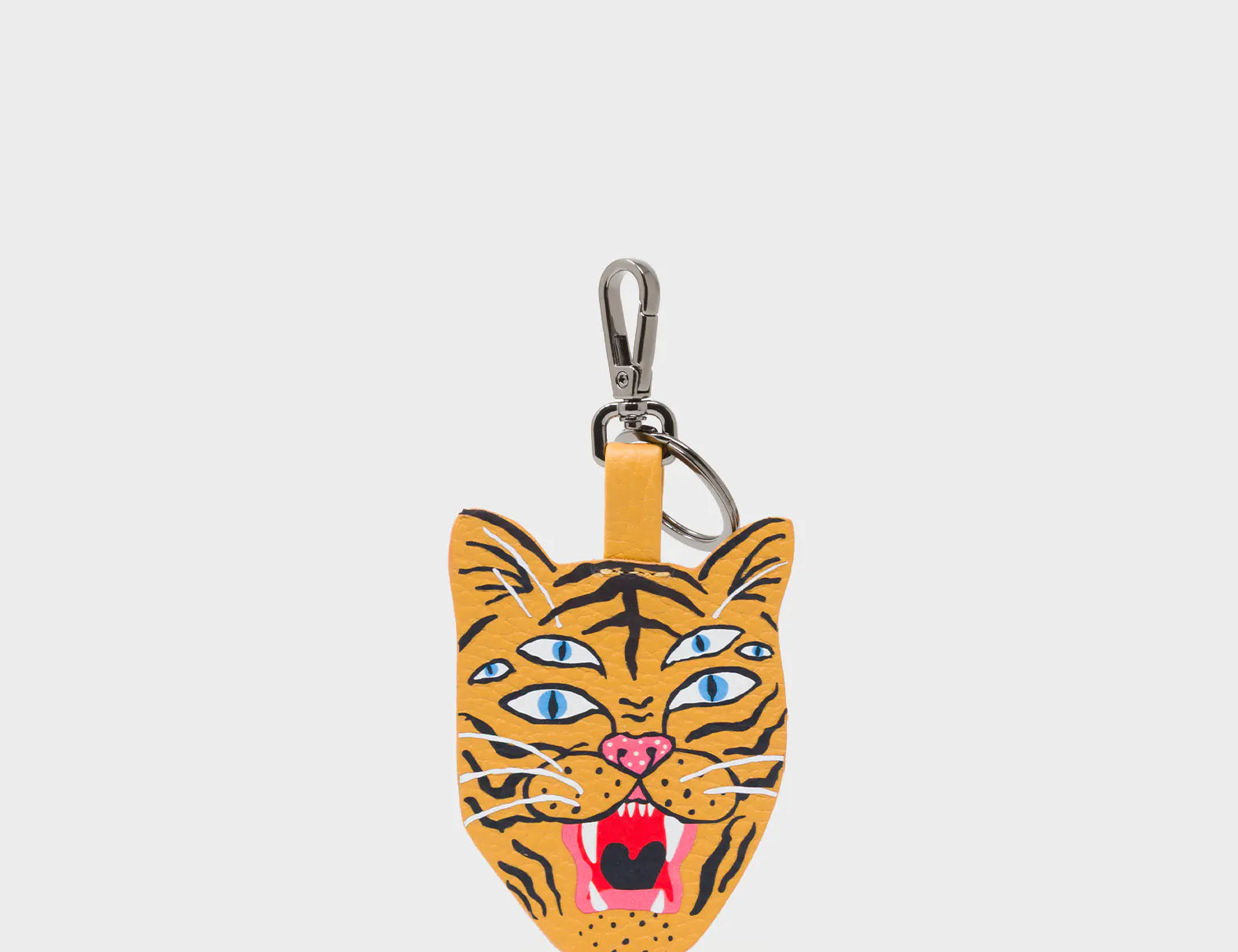 Happy Tiger - Marigold Leather Keychain - Front