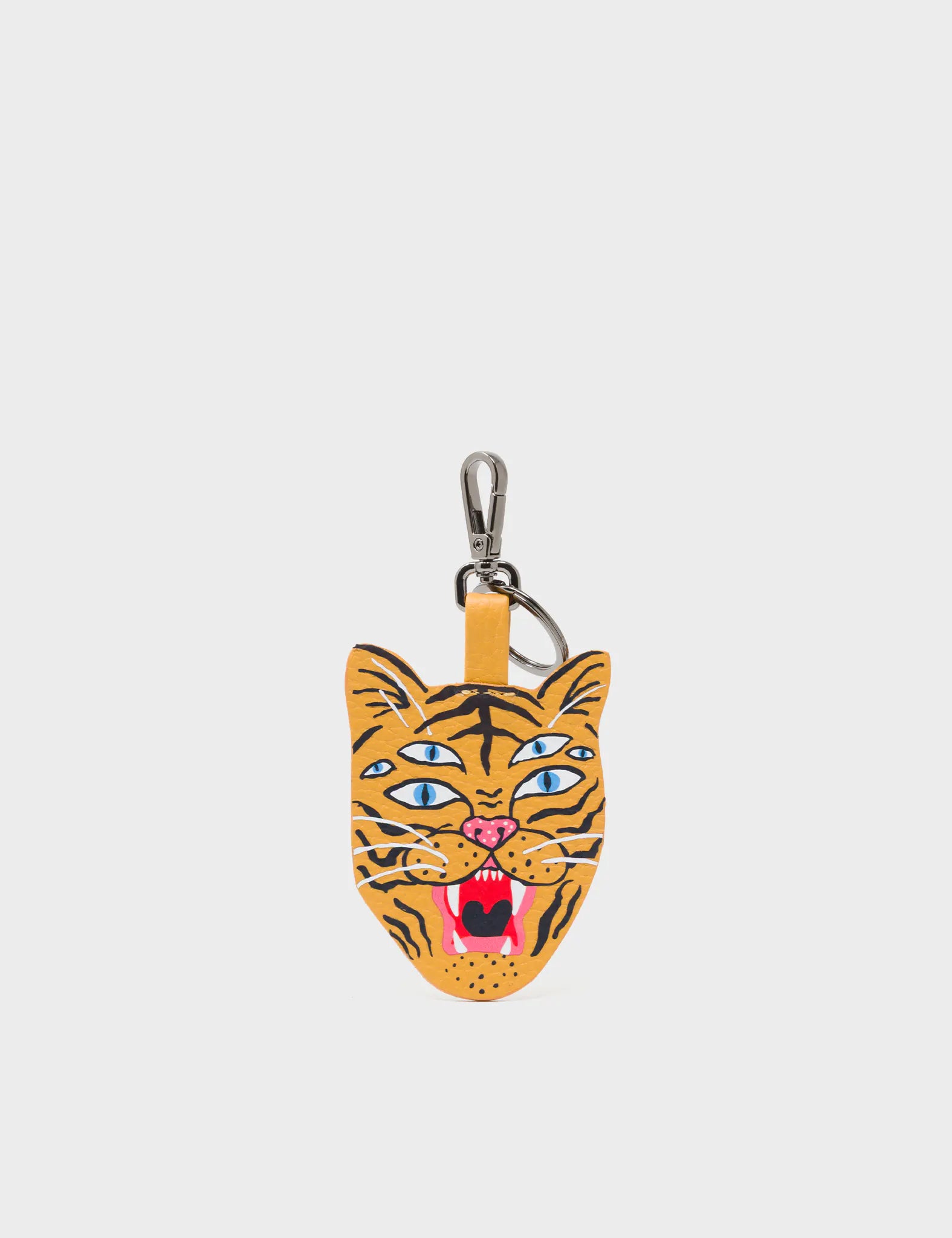 Happy Tiger - Marigold Leather Keychain - Front