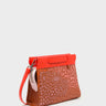 Vali Crossbody Baked City Brown and Fiesta Red Leather Bag - Retro Tiger Embroidery -Main View
