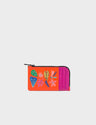 Fausto Vermillion Orange Leather  Zip-around Cardholder - El Trópico Embroidery Design