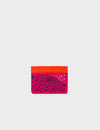Filium Peacock Pink Leather Cardholder - Retro Tiger Embroidery