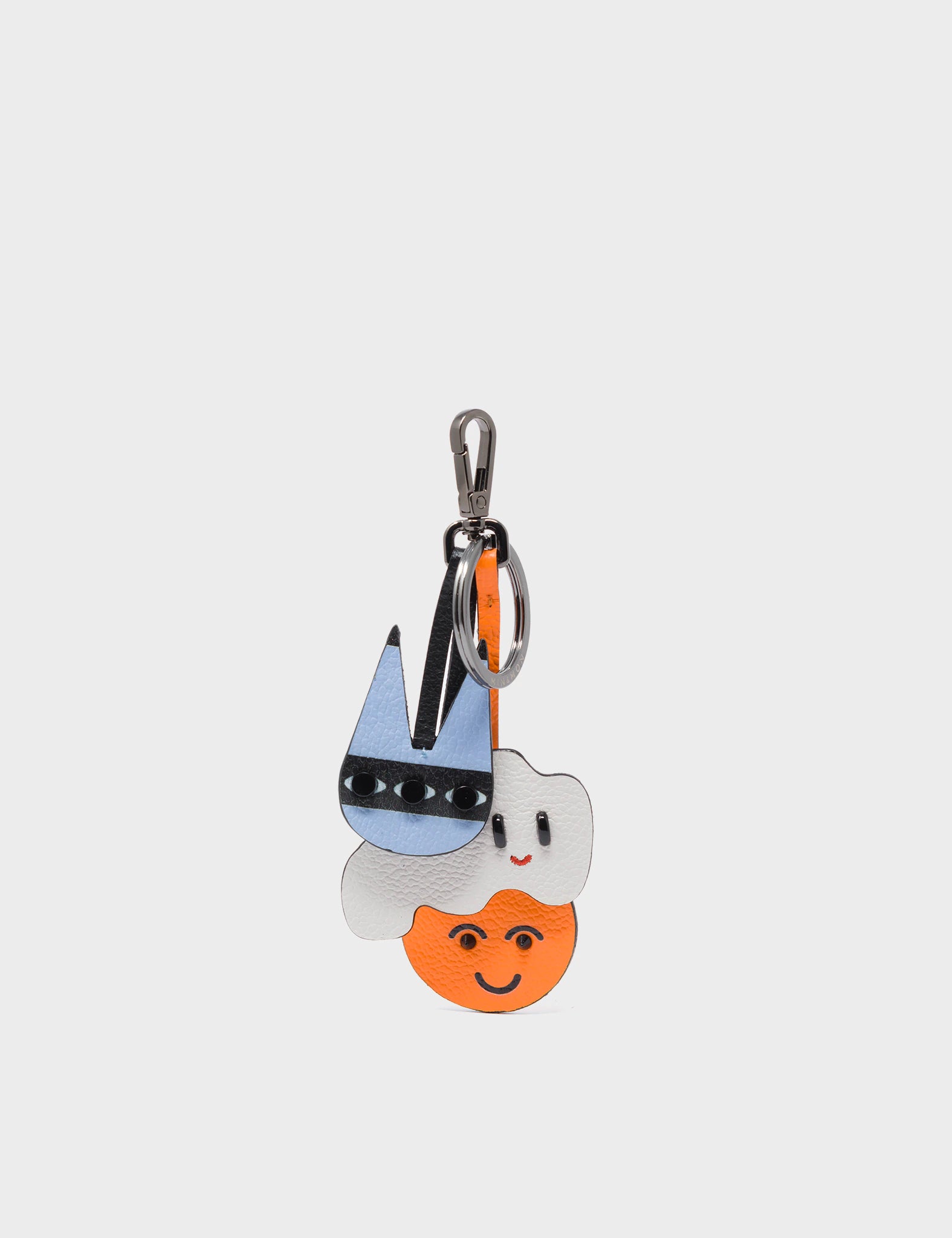 Cloudy Friends Charm - Winsurfer Blue and Lollipop Orange Leather Keychain - Front View