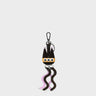 Cosmic Cat Charm - Black and Parfait Pink Leather Keychain - Front