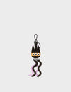 Cosmic Cat Charm - Black and Parfait Pink Leather Keychain