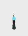 Calamari Charm - Black Leather and Blue Fur Keychain