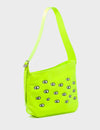 Bruno Hobo Shoulder Bag Neon Yellow Leather - All Over Eyes Embroidery