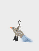 Bird In Boots Charm - Tuffet Brown Leather Keychain